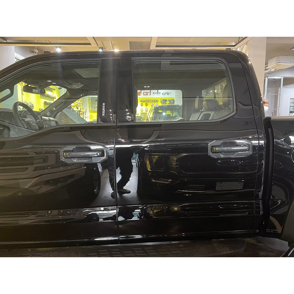 Ford F-150 2021 2022 2023 F150 Door Handle Bowl Cover Trims Carbon Fiber Pattern
