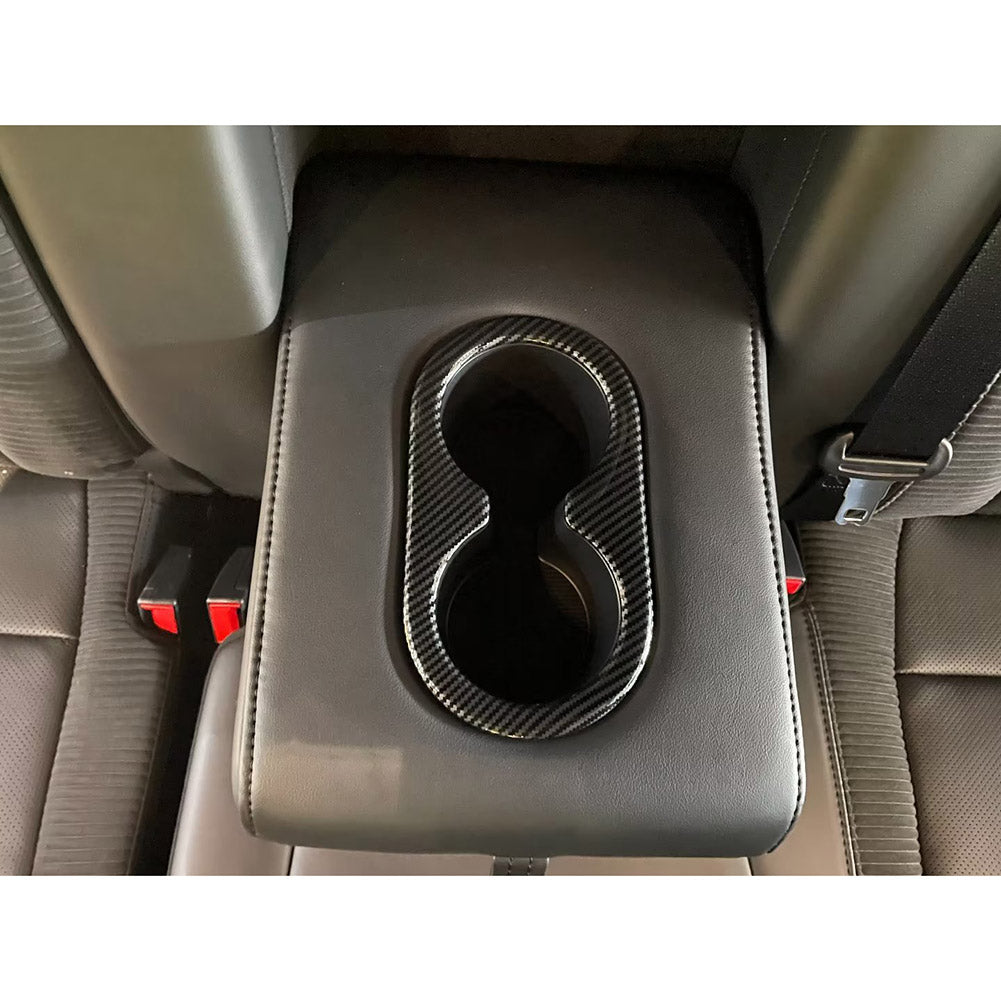Fit for Ford F-150 2021 2022 2023 F150 Interior Rear Seat Cup Holder Cover Trim Carbon Fiber Pattern