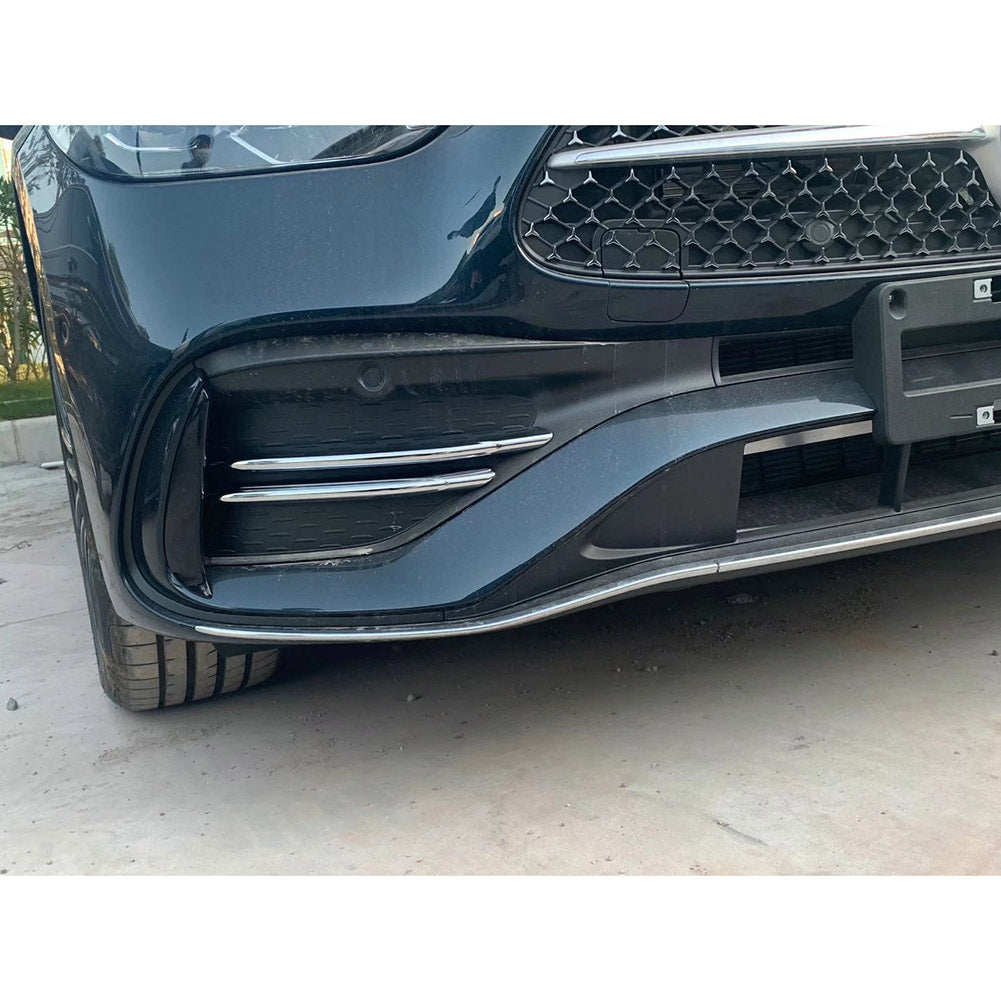 Fit For Mercedes-Benz 2022 2023 All New C-Class C300 C200 C220d AMG Front Corner Mesh Grill Molding Cover Trim Chrome