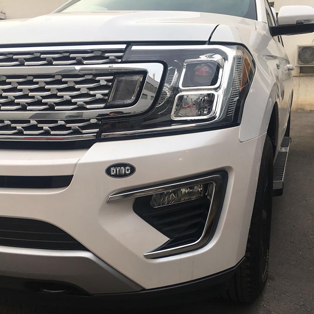 Fit For 2018 2019 2020 2021 Ford Expedition Chrome Front Fog Light Lamp Bezel Cover Trims