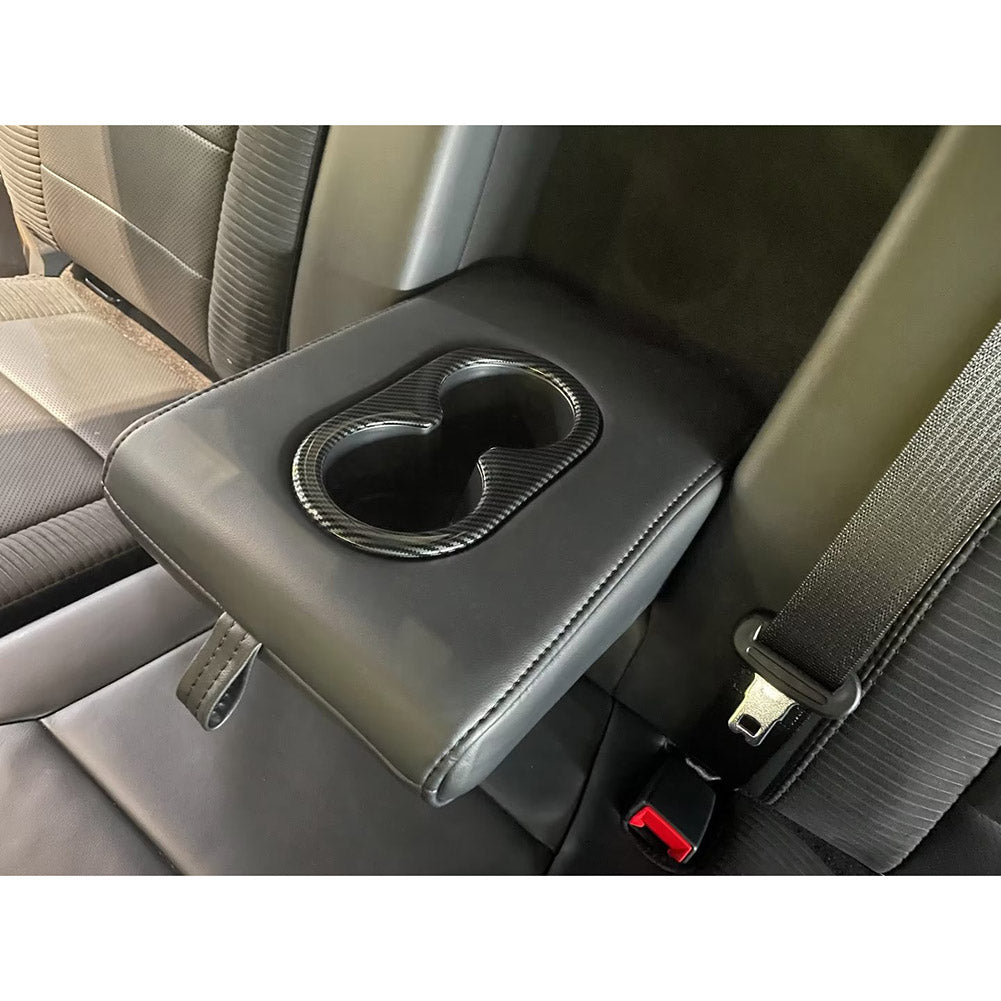 Fit for Ford F-150 2021 2022 2023 F150 Interior Rear Seat Cup Holder Cover Trim Carbon Fiber Pattern