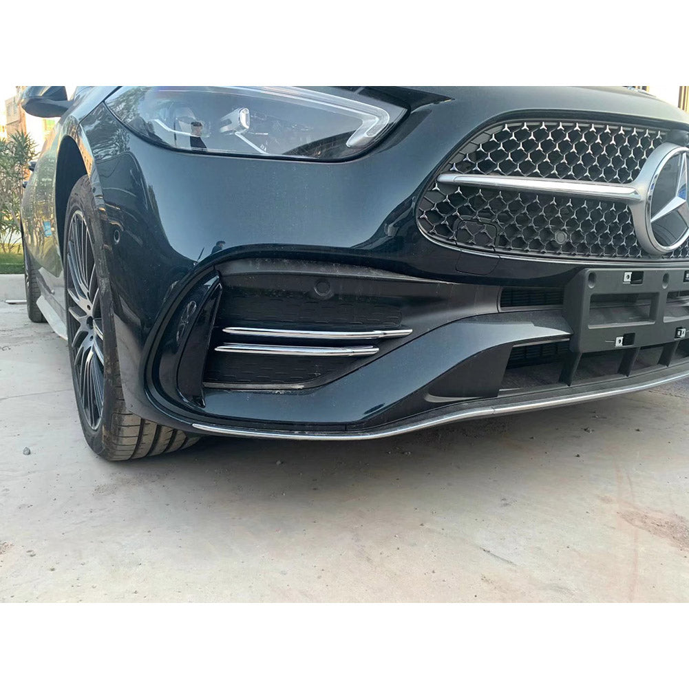 Fit For Mercedes-Benz 2022 All New C-Class C300 C200 C220d AMG Front Corner Mesh Grill Molding Cover Trim Chrome