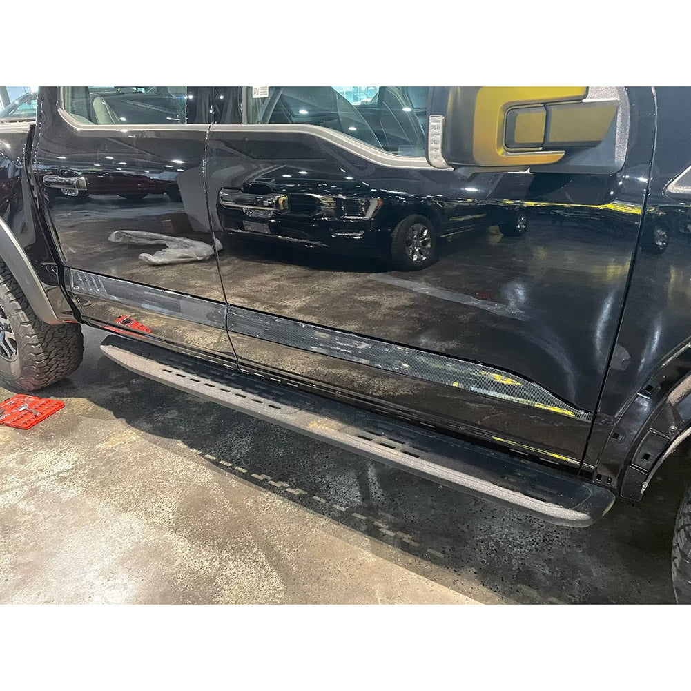 Fit for Ford F-150 2021 2022 2023 F150 Body Side Molding Door Guard Cover Trims Carbon Fiber Pattern